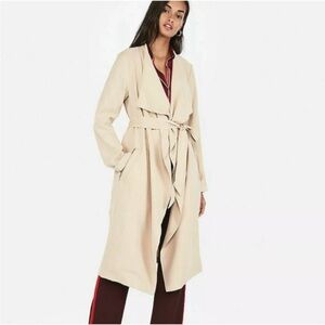 New Express Beige Drape Trench Coat